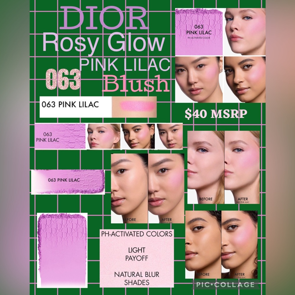 Dior Rosy Glow 063 Pink Lilac Blush Makeup Compact NWOB